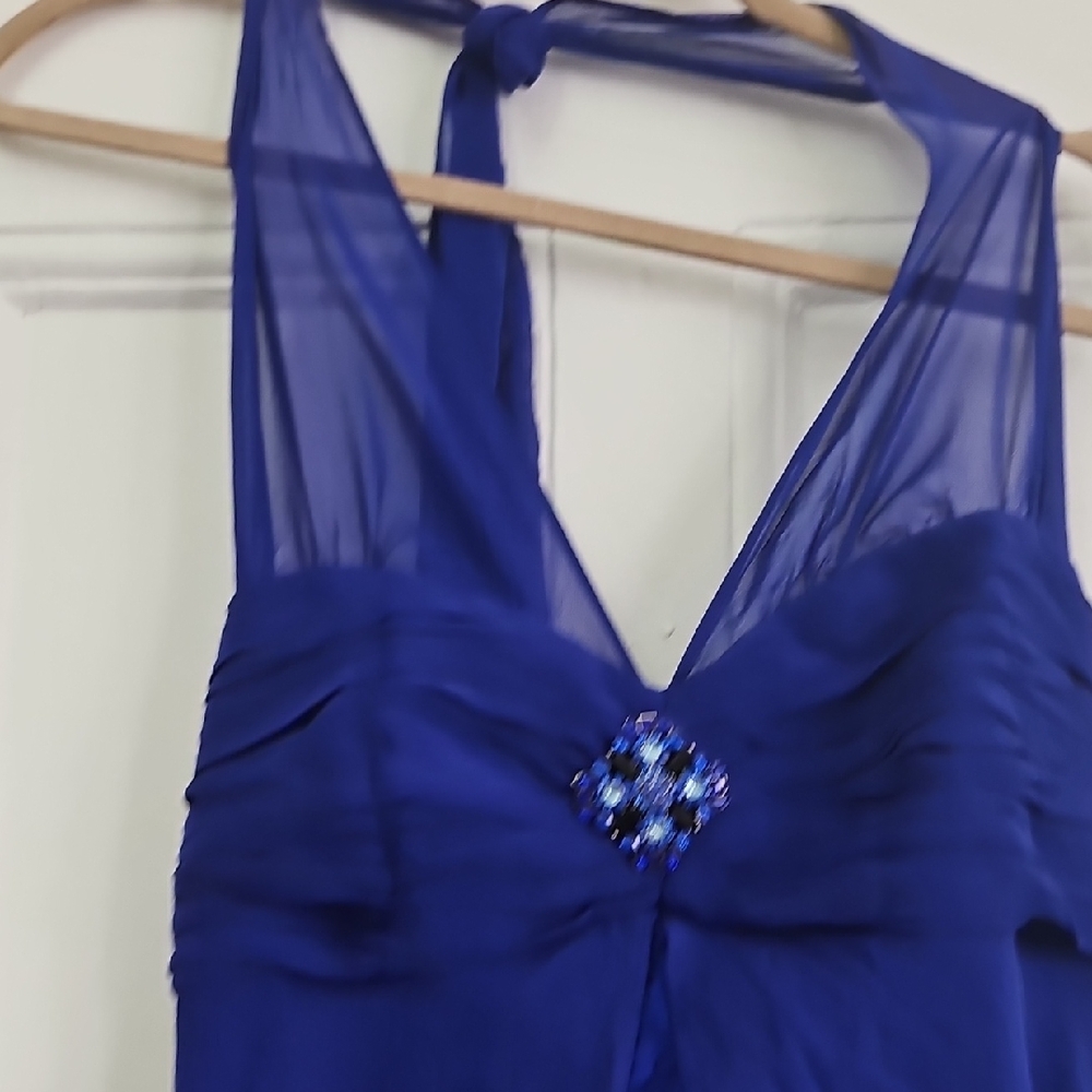 Elegant Blue Halter Wedding Dress